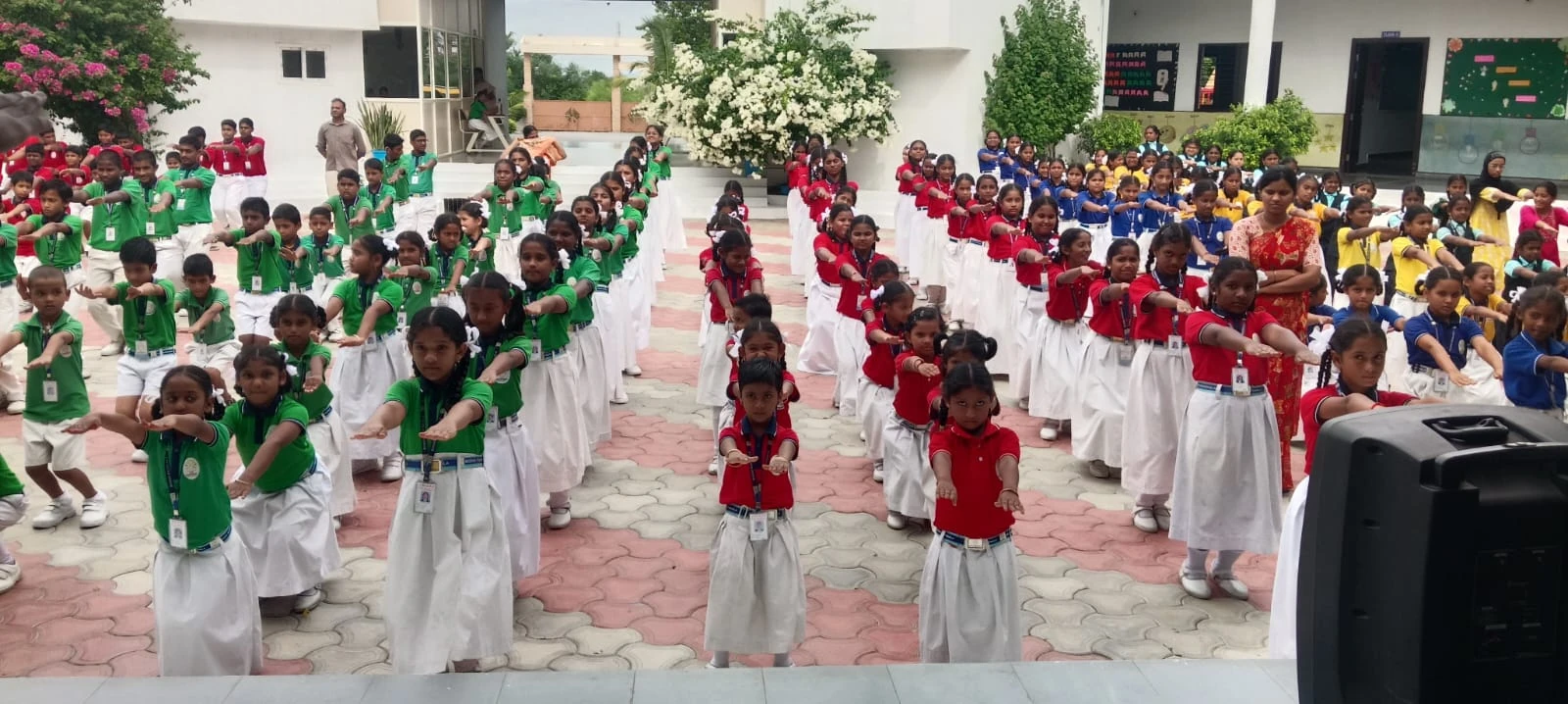 Students taking part in a coordinated school activity