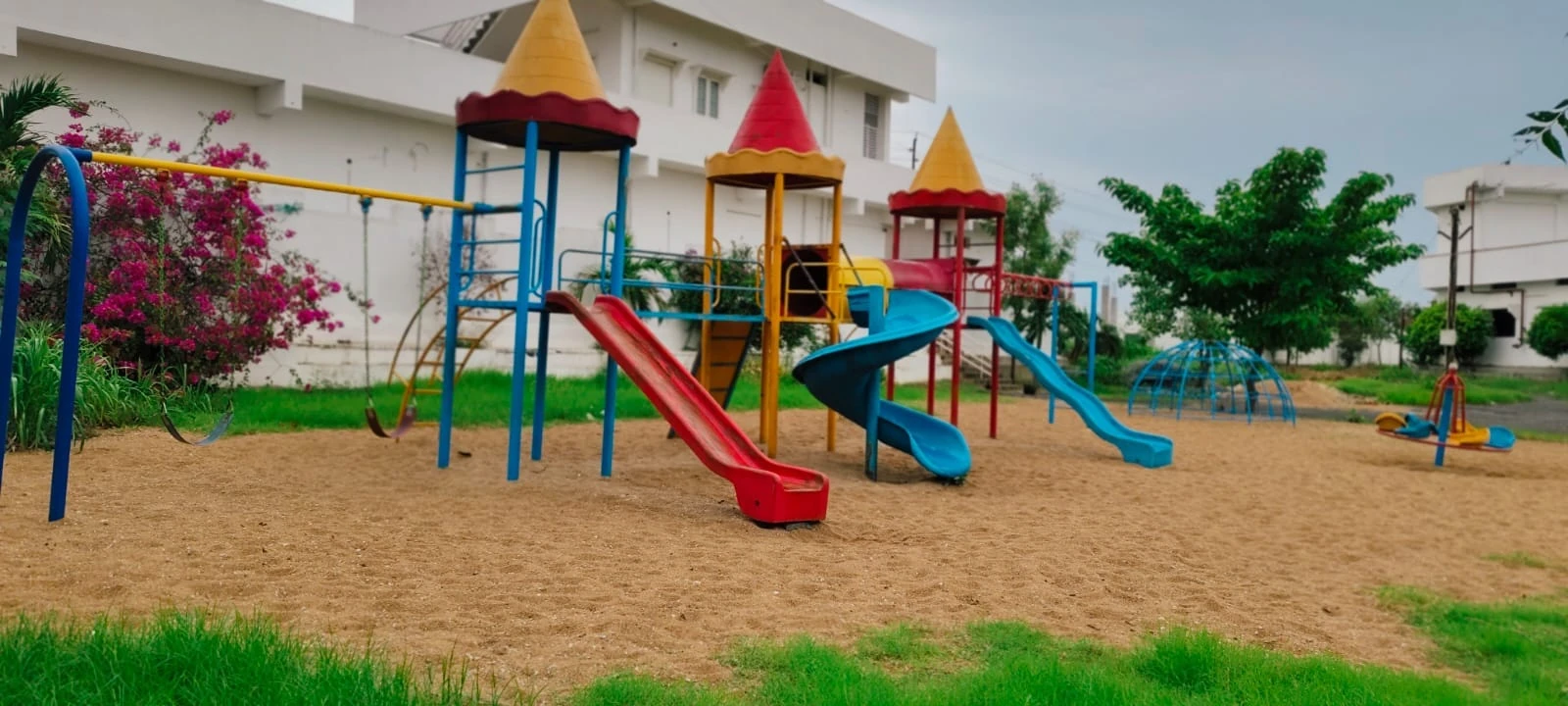 The school playground and outdoor activity area