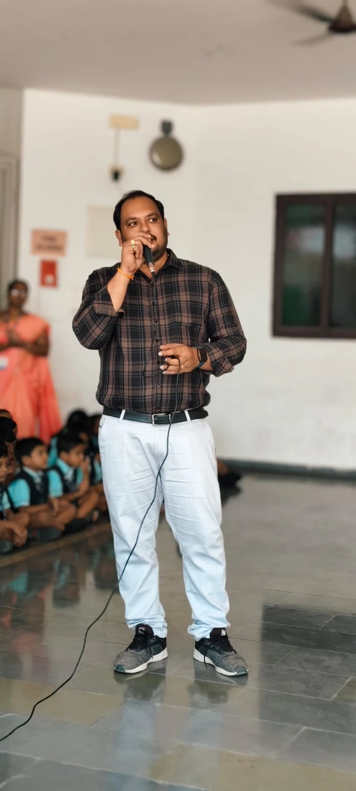 Addressing students during a school gathering