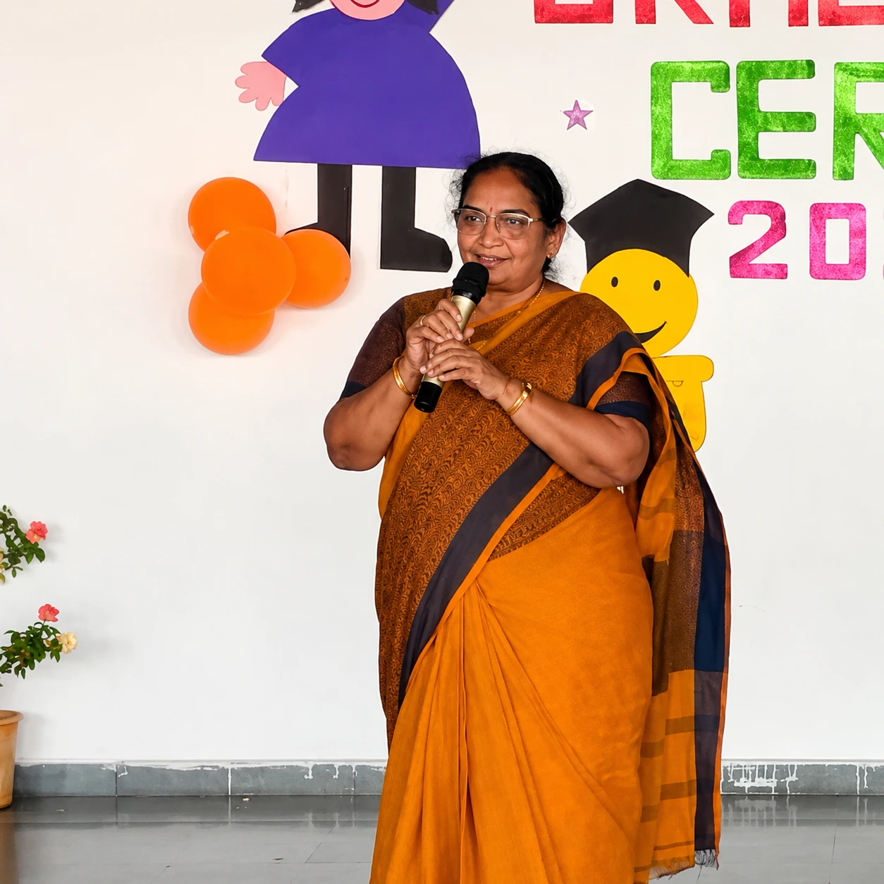 Principal addressing a school gathering